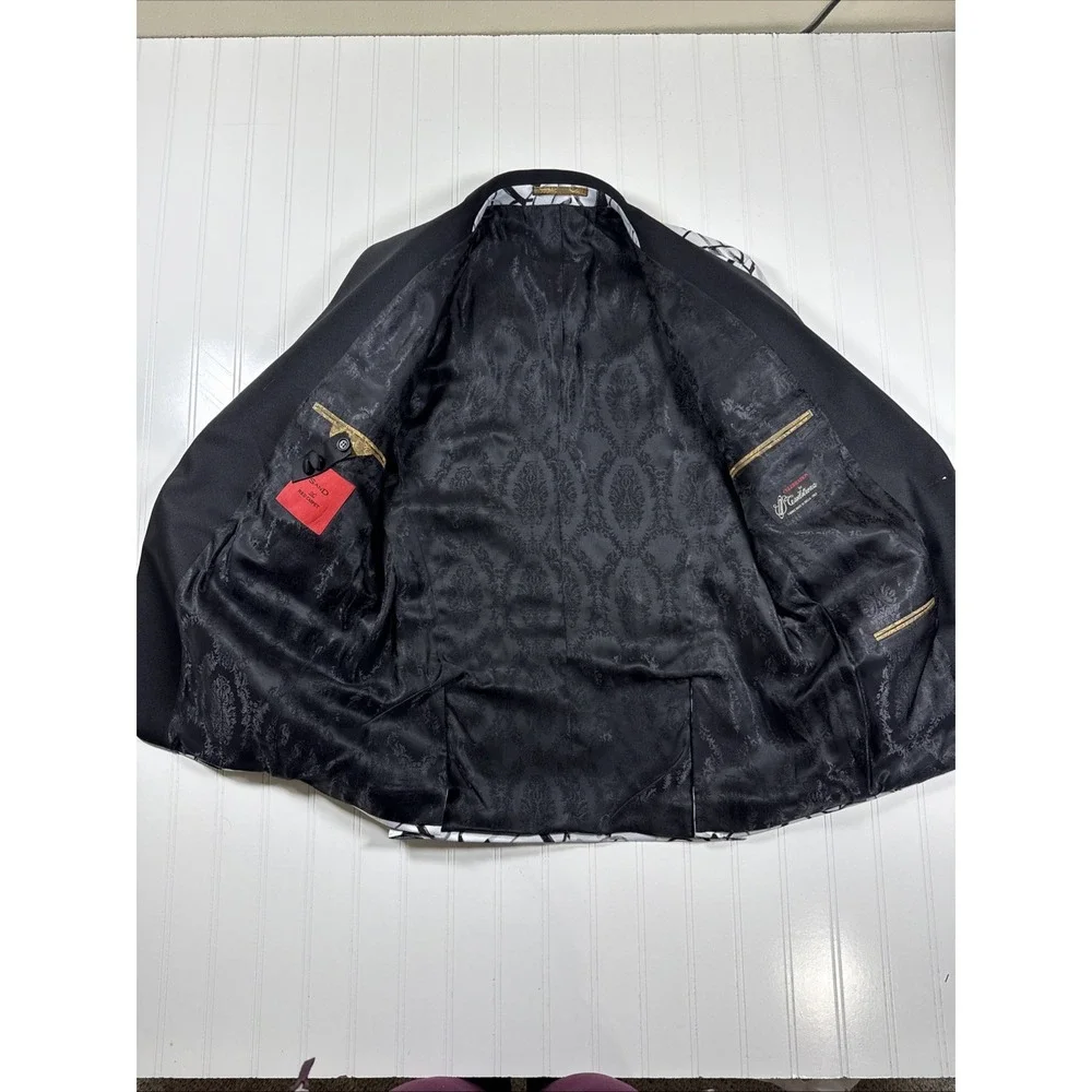 Sand The Red Carpet Brocaded Abstract White‎ And Black Men's Dinner Jacket Nice!